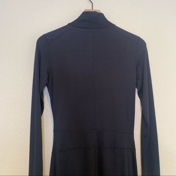 NWT rag & bone Black Draped Shaw Long Sleeve Turtleneck Midi Dress XS - Picture 7 of 11
